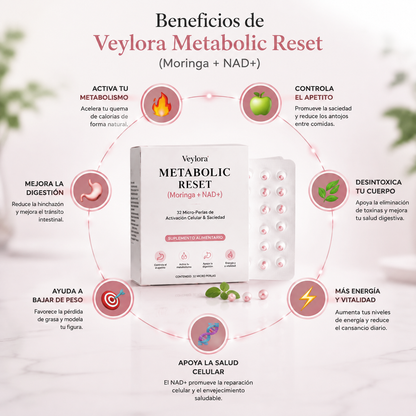 Veylora Metabolic Reset (Moringa + NAD+) | 32 Micro-Perlas de Activación Celular & Saciedad